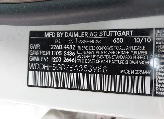 WDDHF5GB7BA353988 2011 2011 Mercedes-Benz E 350 9