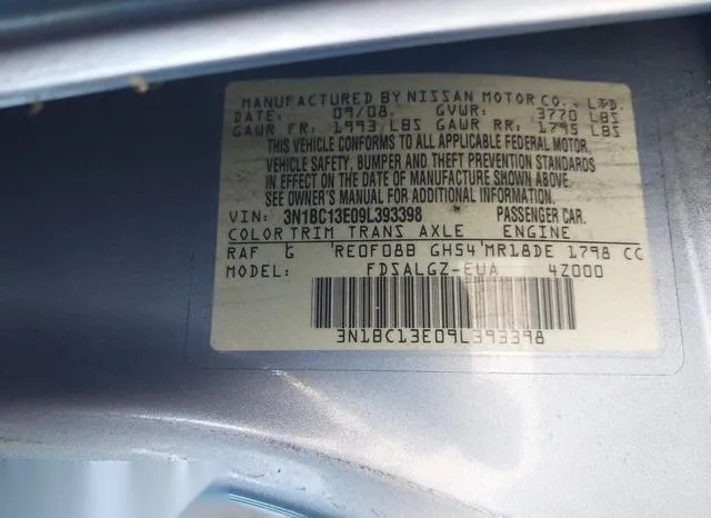 3N1BC13E09L393398 2009 2009 Nissan Versa- 1-8SL 9