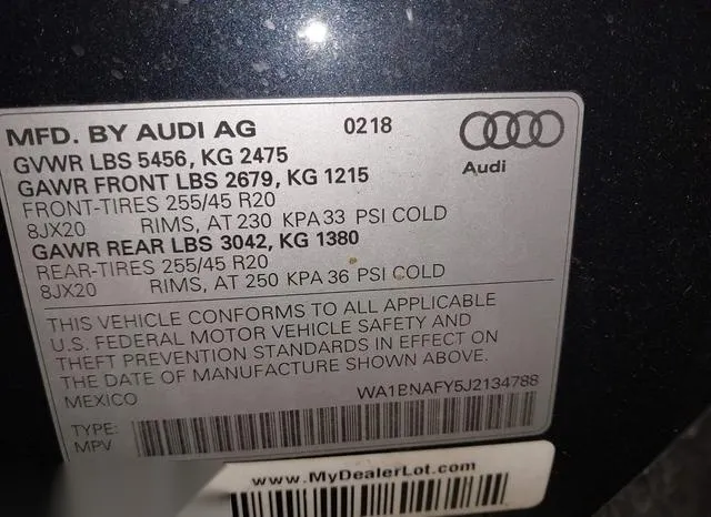 WA1BNAFY5J2134788 2018 2018 Audi Q5- 2-0T Premium/2-0T Tech 9