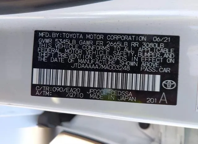 JTDAAAAA7MA003248 2021 2021 Toyota Mirai- Xle 9