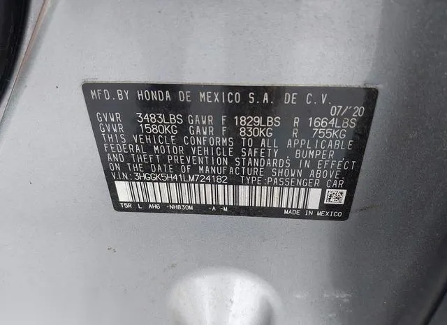 3HGGK5H41LM724182 2020 2020 Honda Fit- LX 9