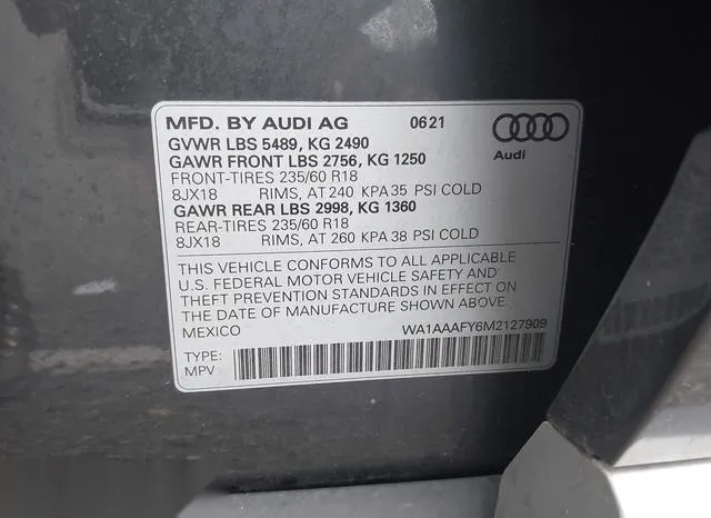 WA1AAAFY6M2127909 2021 2021 Audi Q5- Premium 45 Tfsi Quattr 9