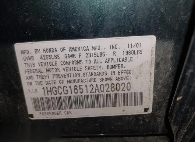 1HGCG16512A028020 2002 2002 Honda Accord- 3-0 EX 9