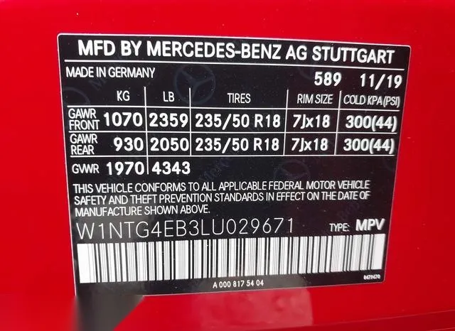 W1NTG4EB3LU029671 2020 2020 Mercedes-Benz GLA 250 9