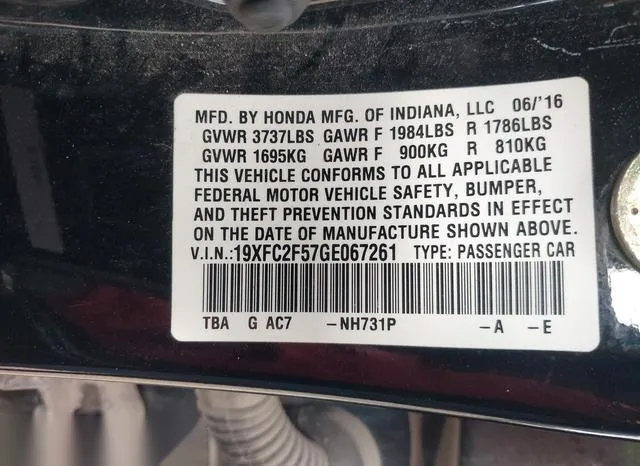 19XFC2F57GE067261 2016 2016 Honda Civic- LX 9