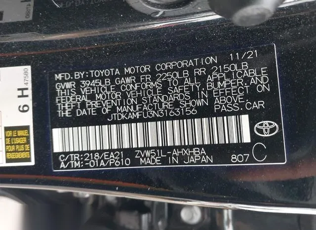 JTDKAMFU3N3163156 2022 2022 Toyota Prius- Limited 9