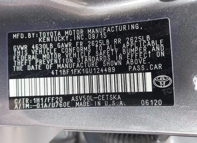 4T1BF1FK1GU124489 2016 2016 Toyota Camry- SE 9