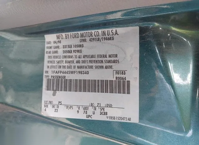 1FAFP4445WF198340 1998 1998 Ford Mustang 9