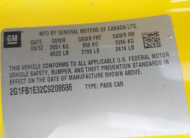 2G1FB1E32C9208686 2012 2012 Chevrolet Camaro- 1LT 9