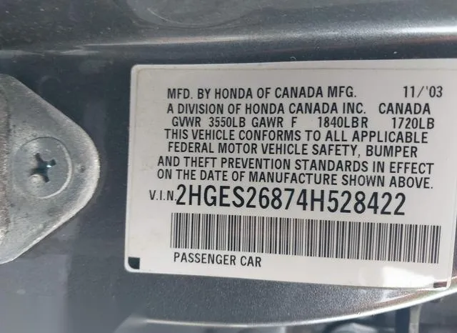 2HGES26874H528422 2004 2004 Honda Civic- EX 9