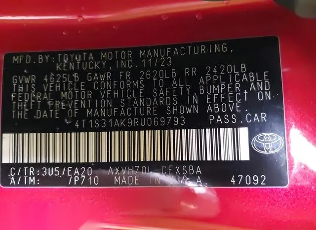 4T1S31AK9RU069793 2024 2024 Toyota Camry- Hybrid SE 9