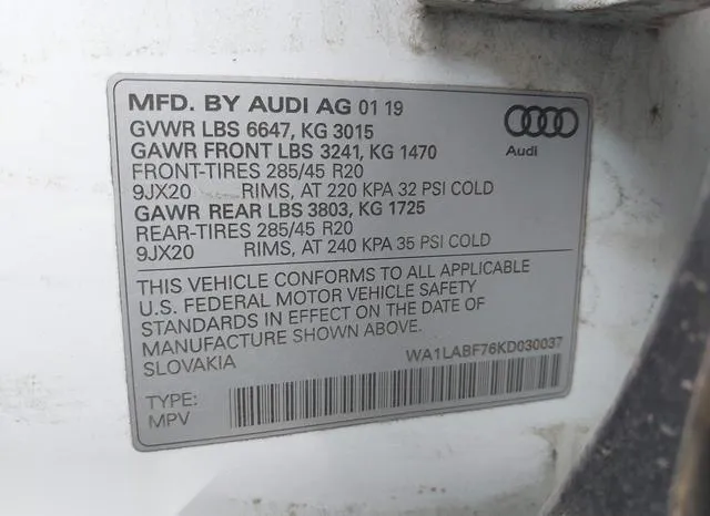 WA1LABF76KD030037 2019 2019 Audi Q7- 55 Premium 9