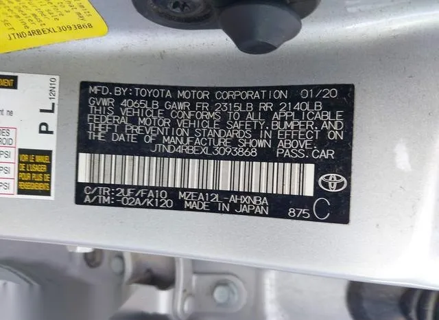 JTND4RBEXL3093868 2020 2020 Toyota Corolla- SE 9