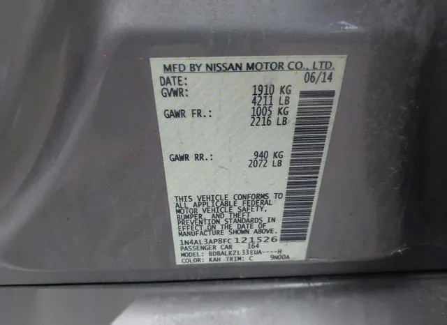 1N4AL3AP8FC121526 2015 2015 Nissan Altima- 2-5 SV 9