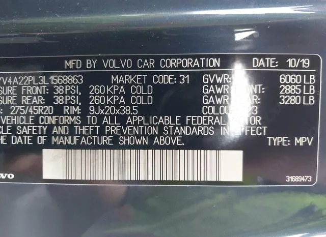 YV4A22PL3L1568863 2020 2020 Volvo XC90- T6 Inscription 7 Pa 9