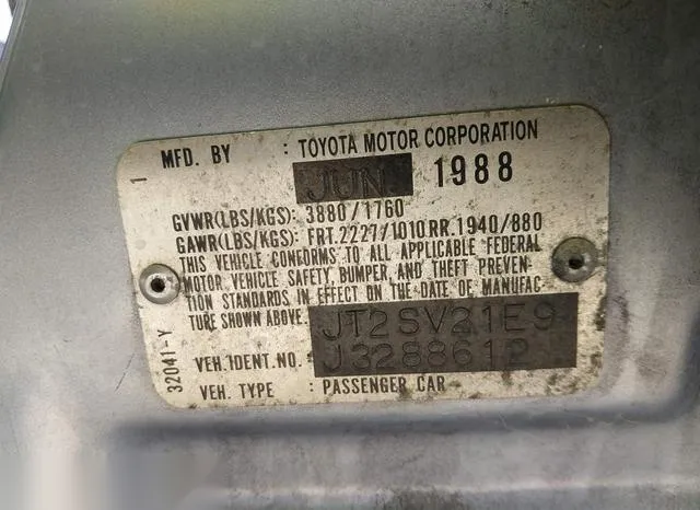 JT2SV21E9J3288612 1988 1988 Toyota Camry- Dlx 9