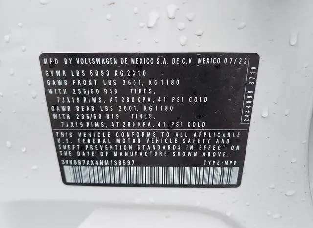 3VV8B7AX4NM138597 2022 2022 Volkswagen Tiguan- 2-0T Se R-Li 9