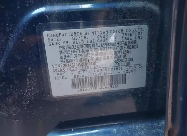 3N1AB7AP3JL649110 2018 2018 Nissan Sentra- SV 9