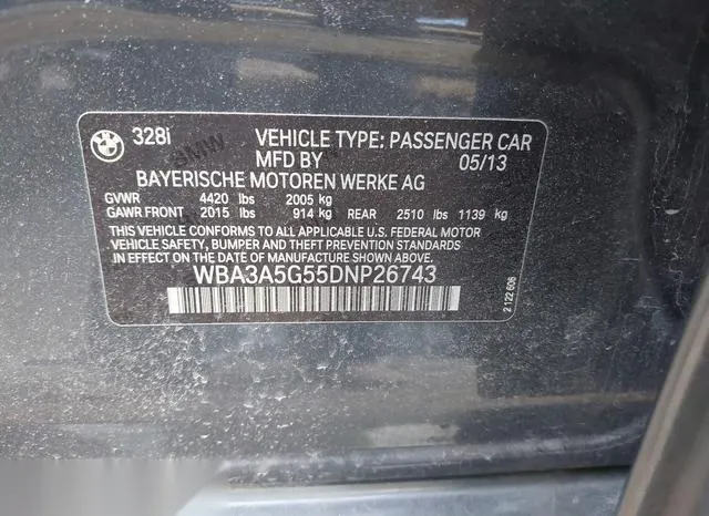 WBA3A5G55DNP26743 2013 2013 BMW 3 Series- 328I 9