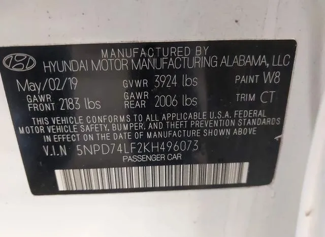 5NPD74LF2KH496073 2019 2019 Hyundai Elantra- SE 9