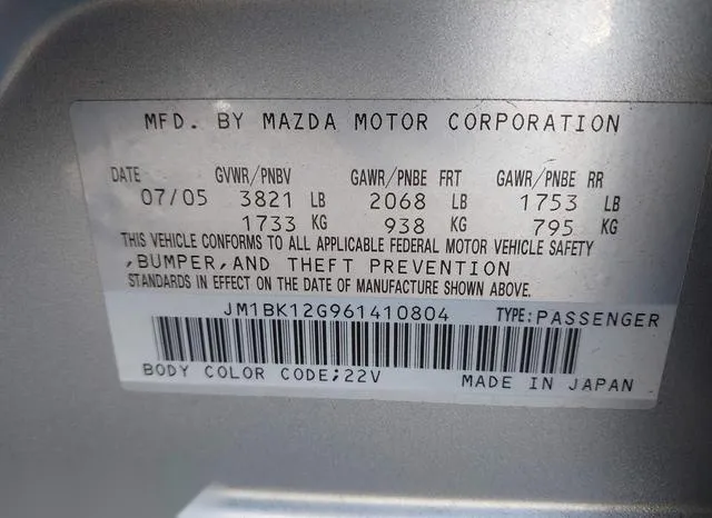 JM1BK12G961410804 2006 2006 Mazda 3- I 9