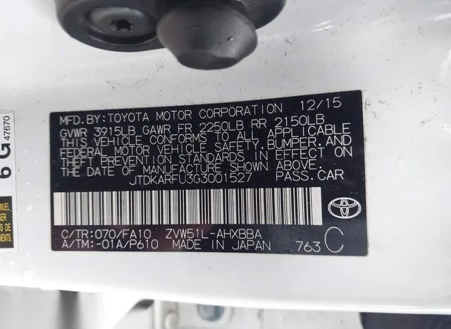 JTDKARFU3G3001527 2016 2016 Toyota Prius- Three 9