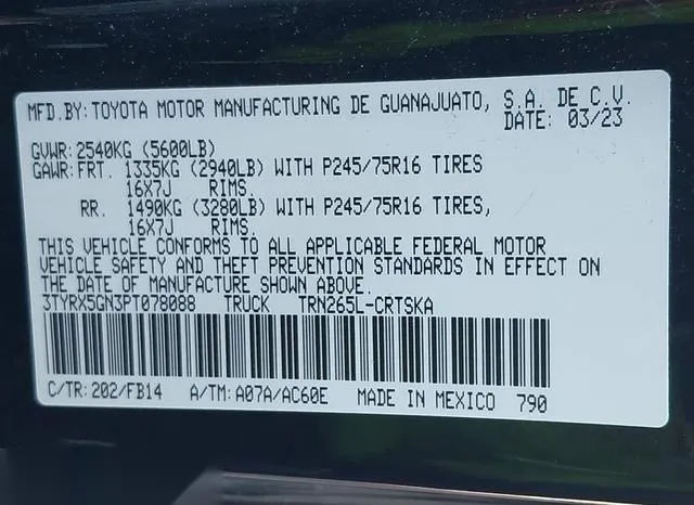 3TYRX5GN3PT078088 2023 2023 Toyota Tacoma- SR 9