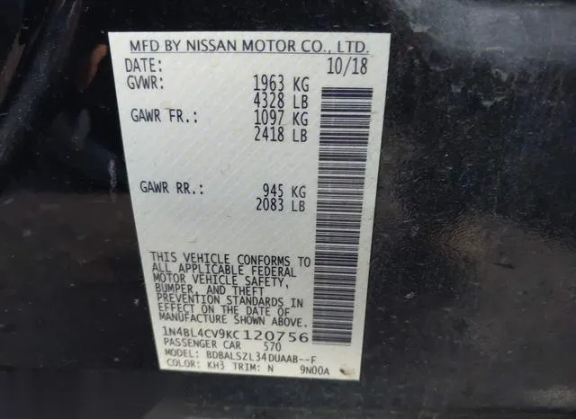 1N4BL4CV9KC120756 2019 2019 Nissan Altima- 2-5 SR 9