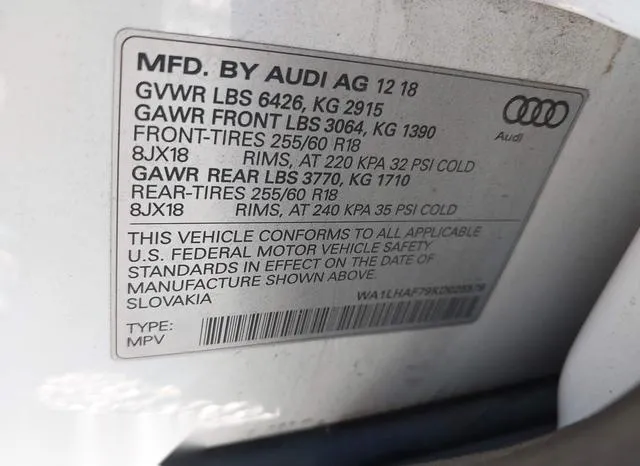 WA1LHAF79KD025579 2019 2019 Audi Q7- 45 Premium 9