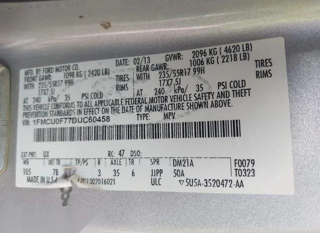 1FMCU0F77DUC60458 2013 2013 Ford Escape- S 9