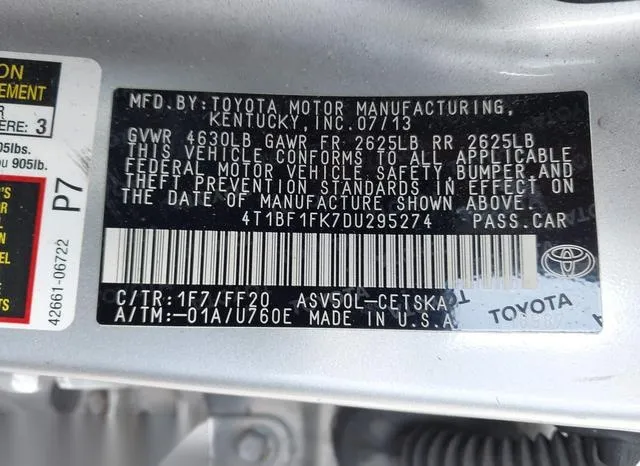 4T1BF1FK7DU295274 2013 2013 Toyota Camry- SE 9