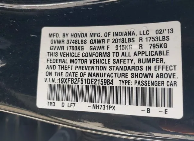 19XFB2F51DE215984 2013 2013 Honda Civic- LX 9