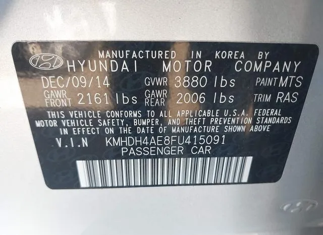 KMHDH4AE8FU415091 2015 2015 Hyundai Elantra- SE 9