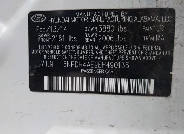 5NPDH4AE9EH490136 2014 2014 Hyundai Elantra- SE 9