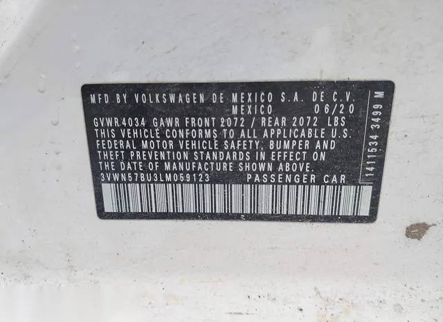 3VWN57BU3LM059123 2020 2020 Volkswagen Jetta- 1-4T R-Line/1 9