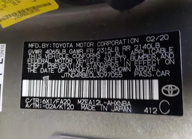 JTND4RBE0L3097055 2020 2020 Toyota Corolla- SE 9