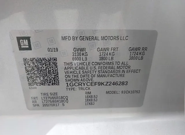 1GCRYCEF9KZ246283 2019 2019 Chevrolet Silverado 1500- Silve 9