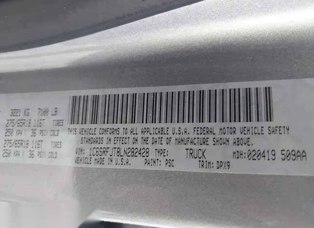 1C6SRFJT8LN282428 2020 2020 RAM 1500- Laramie  4X4 5-7 Box 9