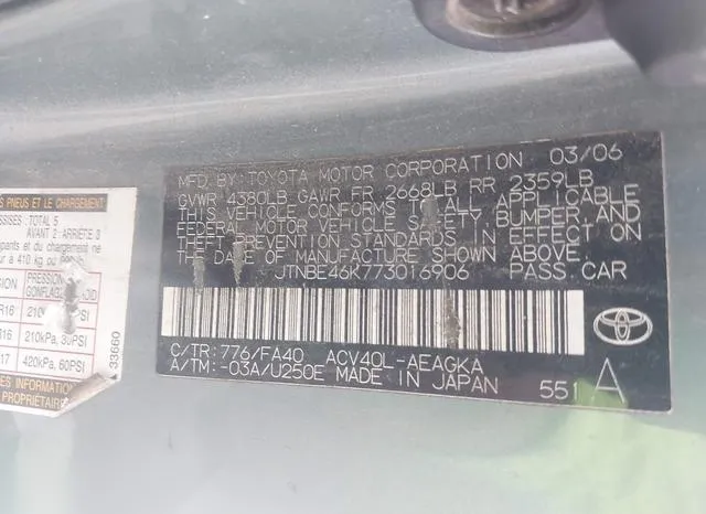 JTNBE46K773016906 2007 2007 Toyota Camry- Xle 9