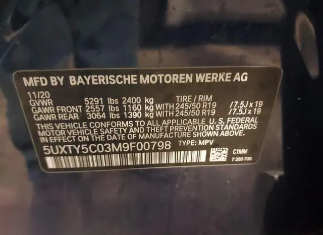 5UXTY5C03M9F00798 2021 2021 BMW X3- Xdrive30I 9