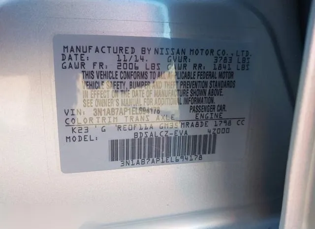 3N1AB7AP1EL694178 2014 2014 Nissan Sentra- S 9