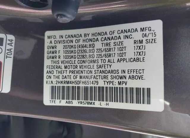 2HKRM4H50FH651479 2015 2015 Honda CR-V- EX 9