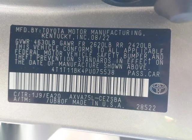 4T1T11BK4PU075538 2023 2023 Toyota Camry- Se Awd 9