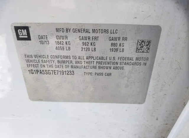 1G1PA5SG7E7191233 2014 2014 Chevrolet Cruze- Ls Auto 9