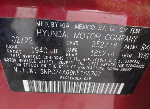 3KPC24A69NE165707 2022 2022 Hyundai Accent- Sel 9