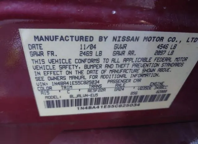 1N4BA41E55C825034 2005 2005 Nissan Maxima- 3-5 SL 9