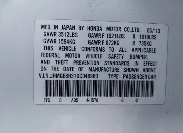 JHMGE8H31DC048980 2013 2013 Honda Fit 9