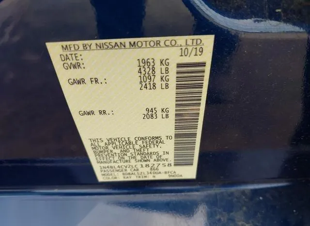 1N4BL4CV2LC182758 2020 2020 Nissan Altima- Sr Fwd 9