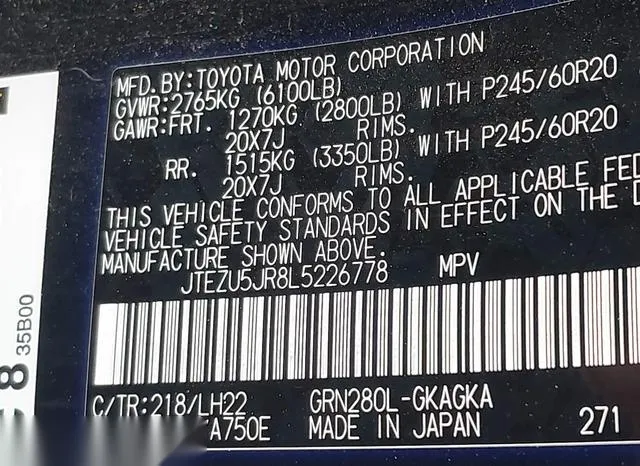 JTEZU5JR8L5226778 2020 2020 Toyota 4runner- Nightshade Spec 9