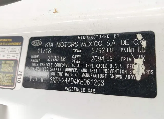 3KPF24AD4KE061293 2019 2019 KIA Forte- Lxs 9